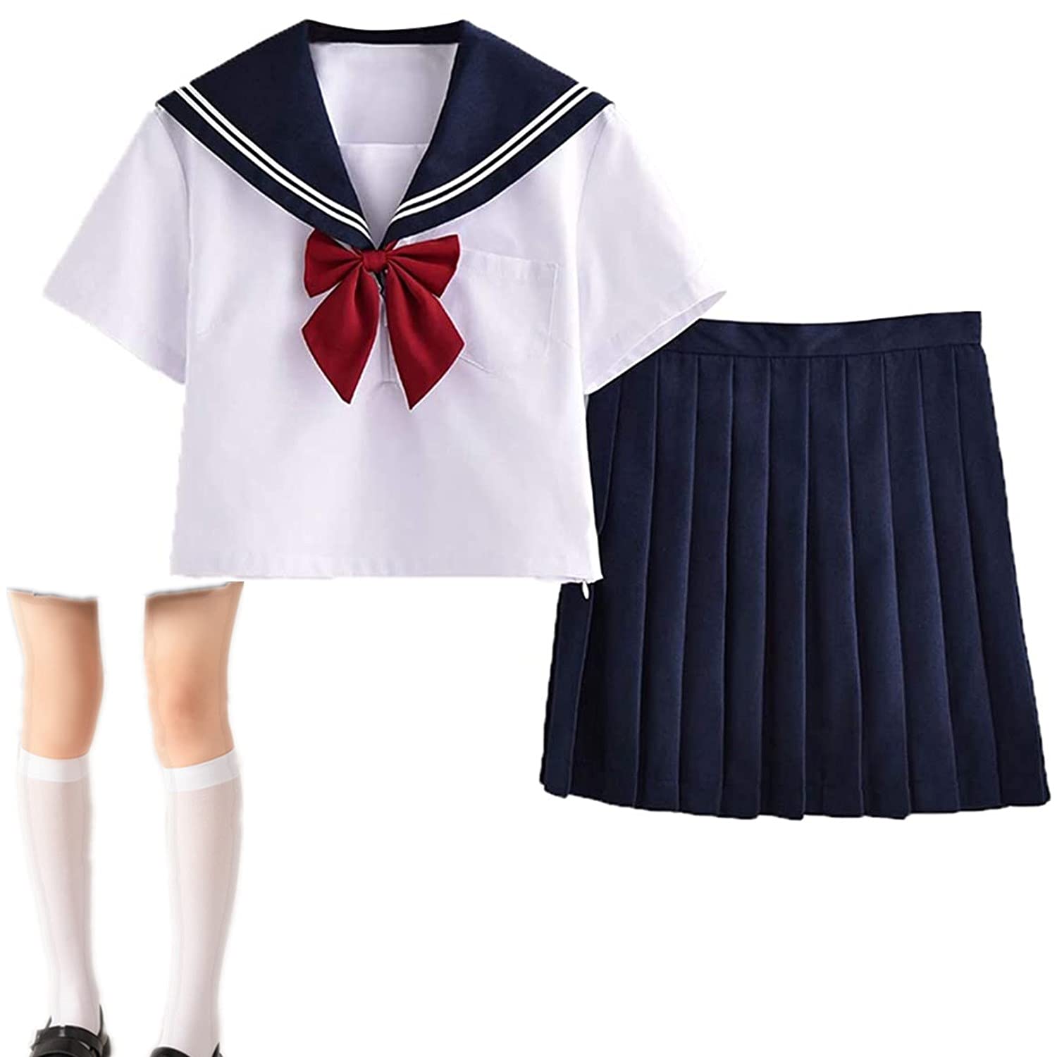 Amazon.co.jp: セーラー服 半袖 ミニスカート リボン 女子制服 学生服  