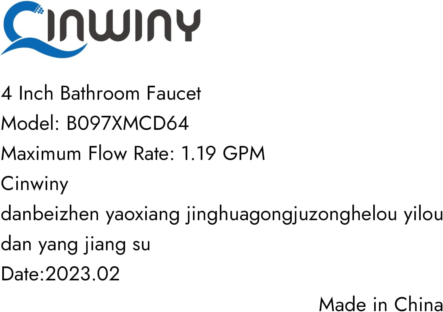 Cinwiny Matte Black Centerset 4 Inch Bathroom Sink Faucet 2 Handle Vanity Faucet Swivel Spout Deck Mounted Mixer Tap with Pop up Drain Water Supply Hoses