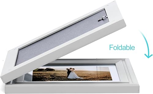 Miniatura 2 de WISADD Portarretratos verticales y horizontales de 4 x 6 pulgadas, marcos de fotos plegables de madera con doble bisagra con frente de vidrio real