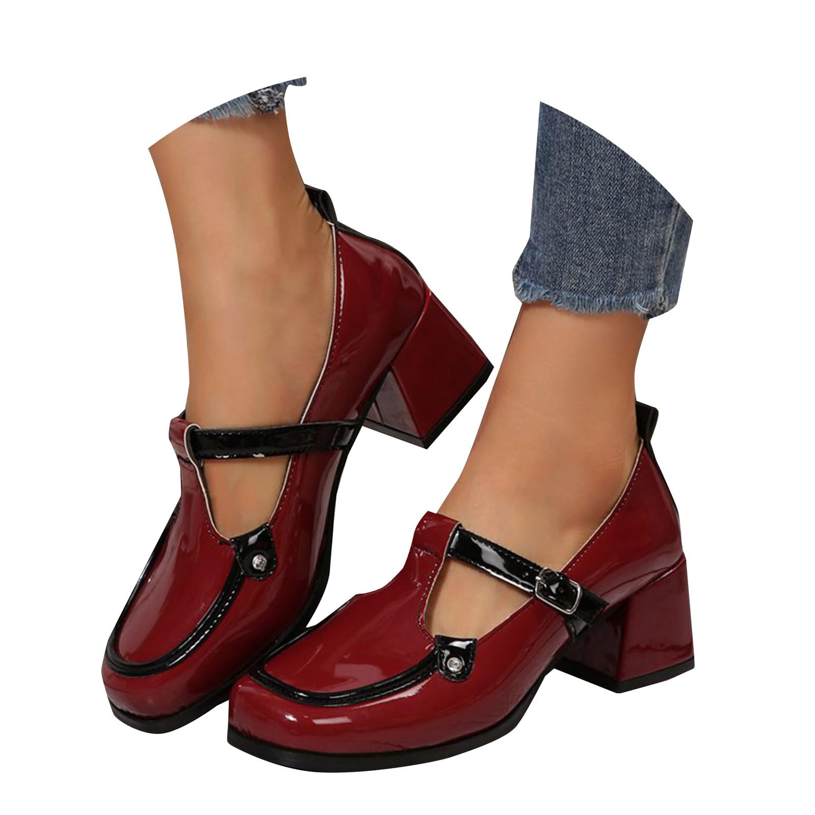 Zapatos De Cuero De Mujer Tacón Mary Jane Zapatos Cómodos Y Elegantes | Zapatos de negocios, tacones bajos gruesos zapatos de tacón ancho de los pies, zapatos ligeros para uso diario y de oficina