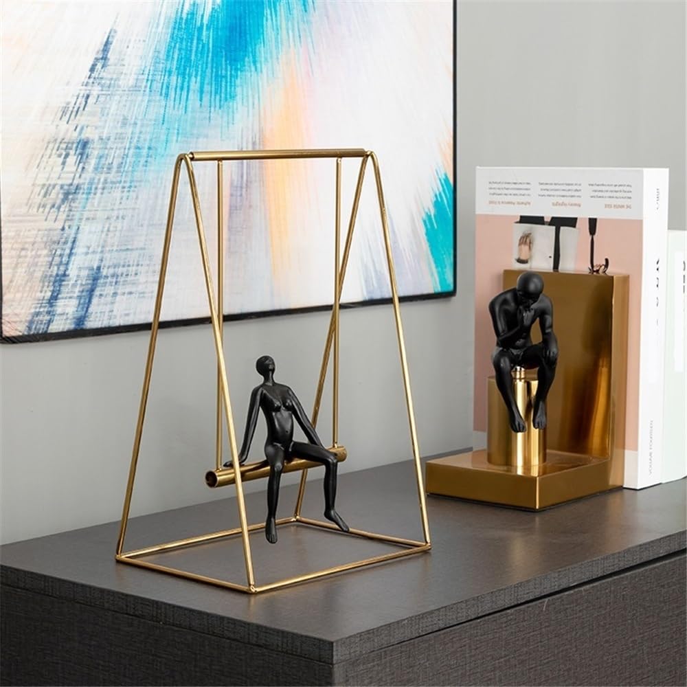 Dekoracje Stołu Nordic Home Kreatywna żywica stopowa huśtająca się figura rzeźba dekoracja wnętrz ozdoby, 19 * 14 * 29cm Statua Sztuki
