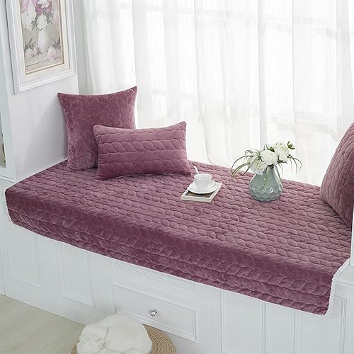 DXAQB Cojines de asiento de ventana de bahía para interiores, antideslizantes, de terciopelo de cristal, moderno cojín de asiento de banco con 2