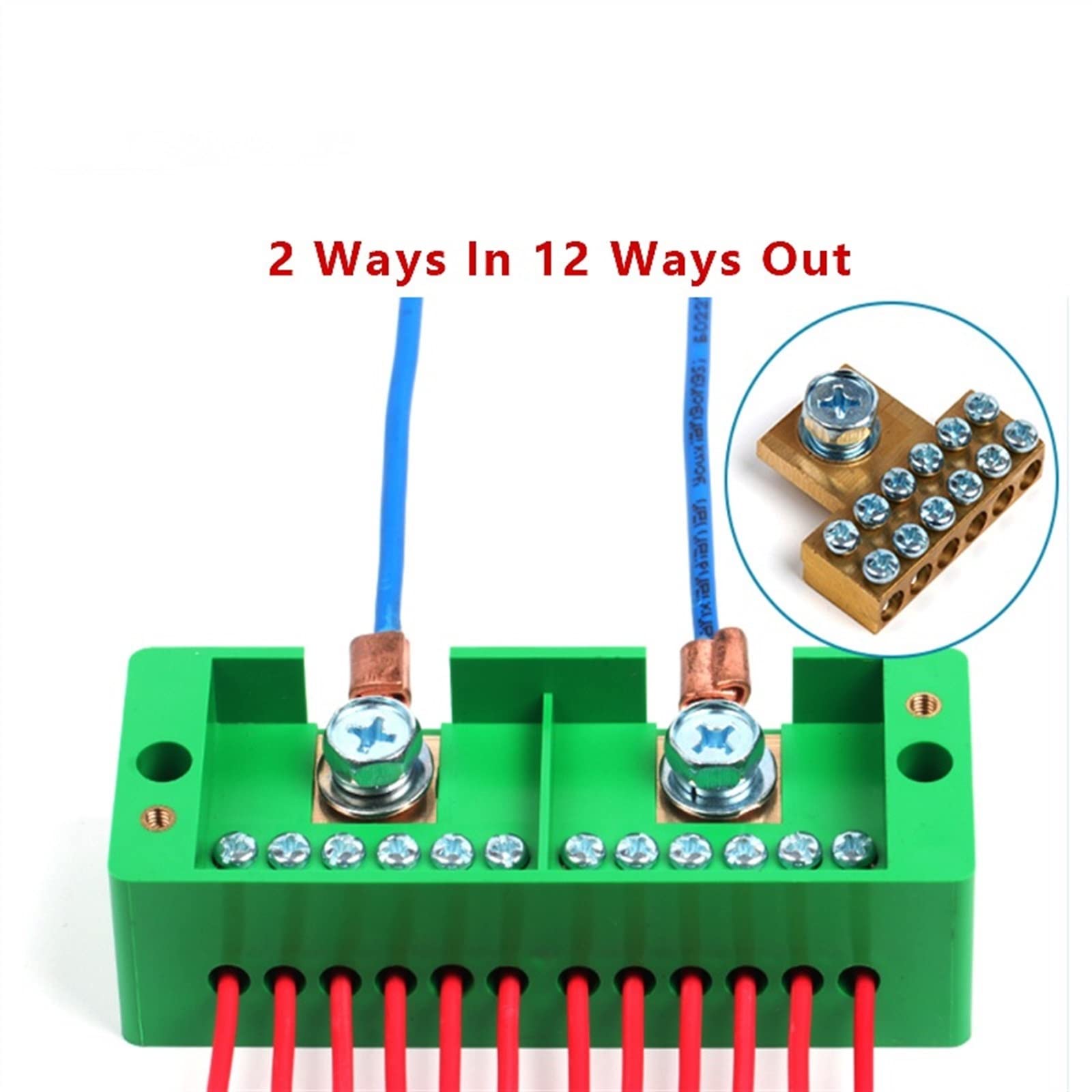 2 in 12 Out Junction Box Single Phase Quick Connect Terminal Box Splitter Metering Cabinet Wire Connection FJ6 High Power Block 1Pcs