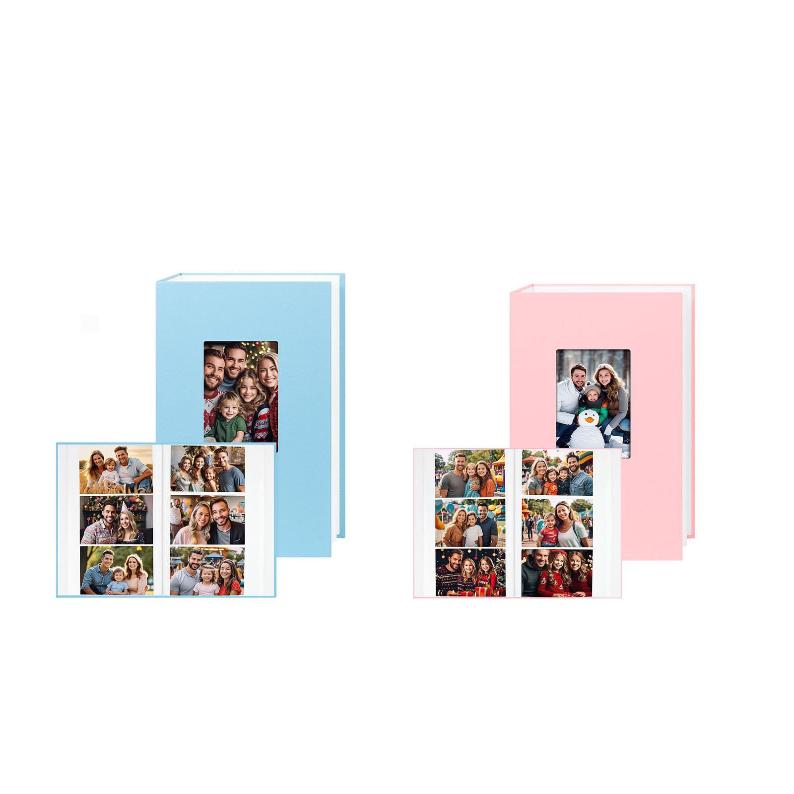 2Pack Photo Album 4x6 360 Photos, Large Capacity 4x6 Photo Album Linen Cover with Front Window, 4x6 Picture Album, 360 Photos 4x6 Photo Album Book for Wedding Kids Travel Family Baby Pictures