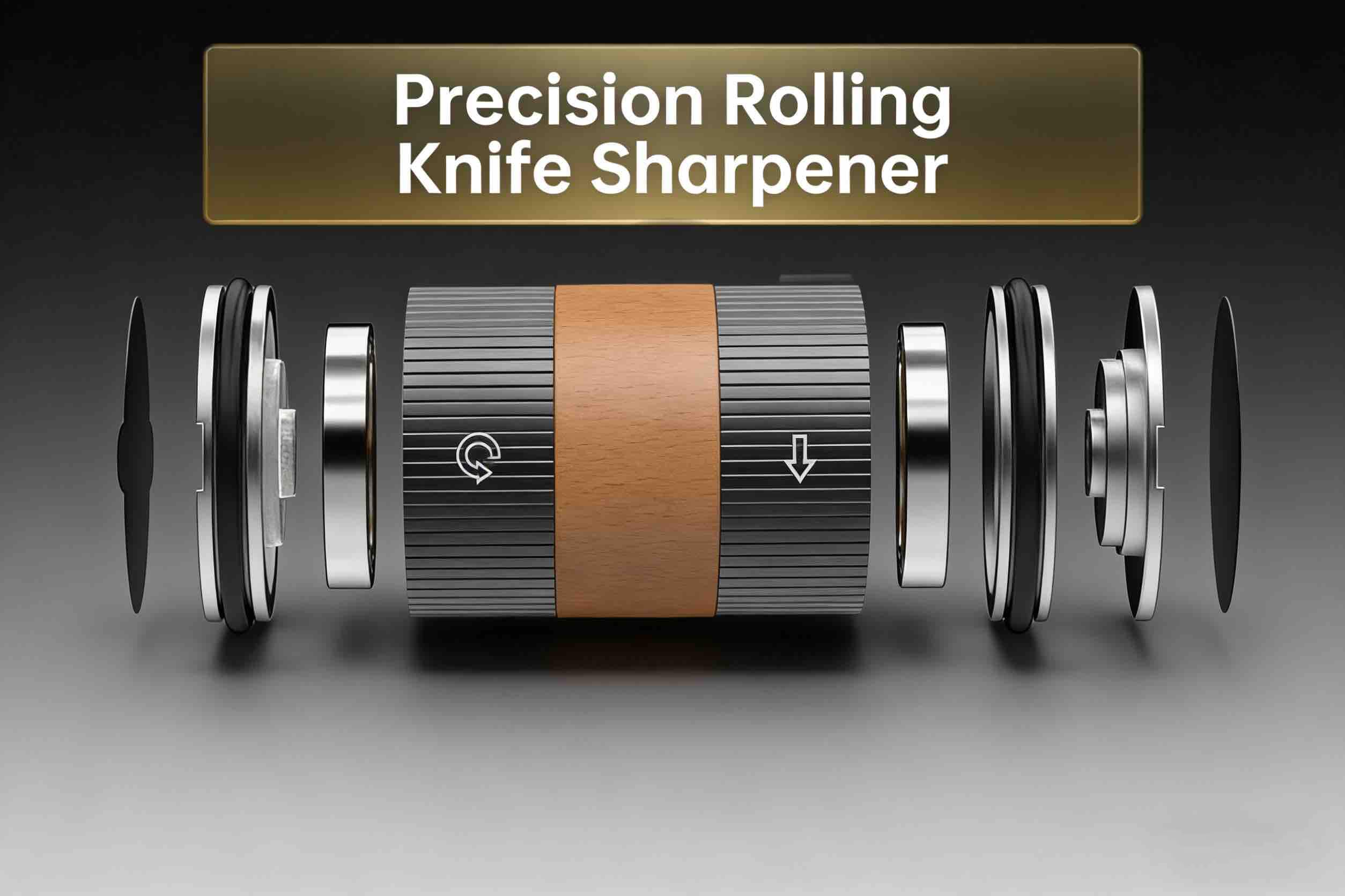 Affilacoltelli a Rullo, Pietra Affilacoltelli Professionale da Cucina, Rolling Knife Sharpener con 5 Pezzi Dischi di Ricambio per Affilacoltelli, Offre due Angoli di Affilatura di 15° e 20° （Nero）