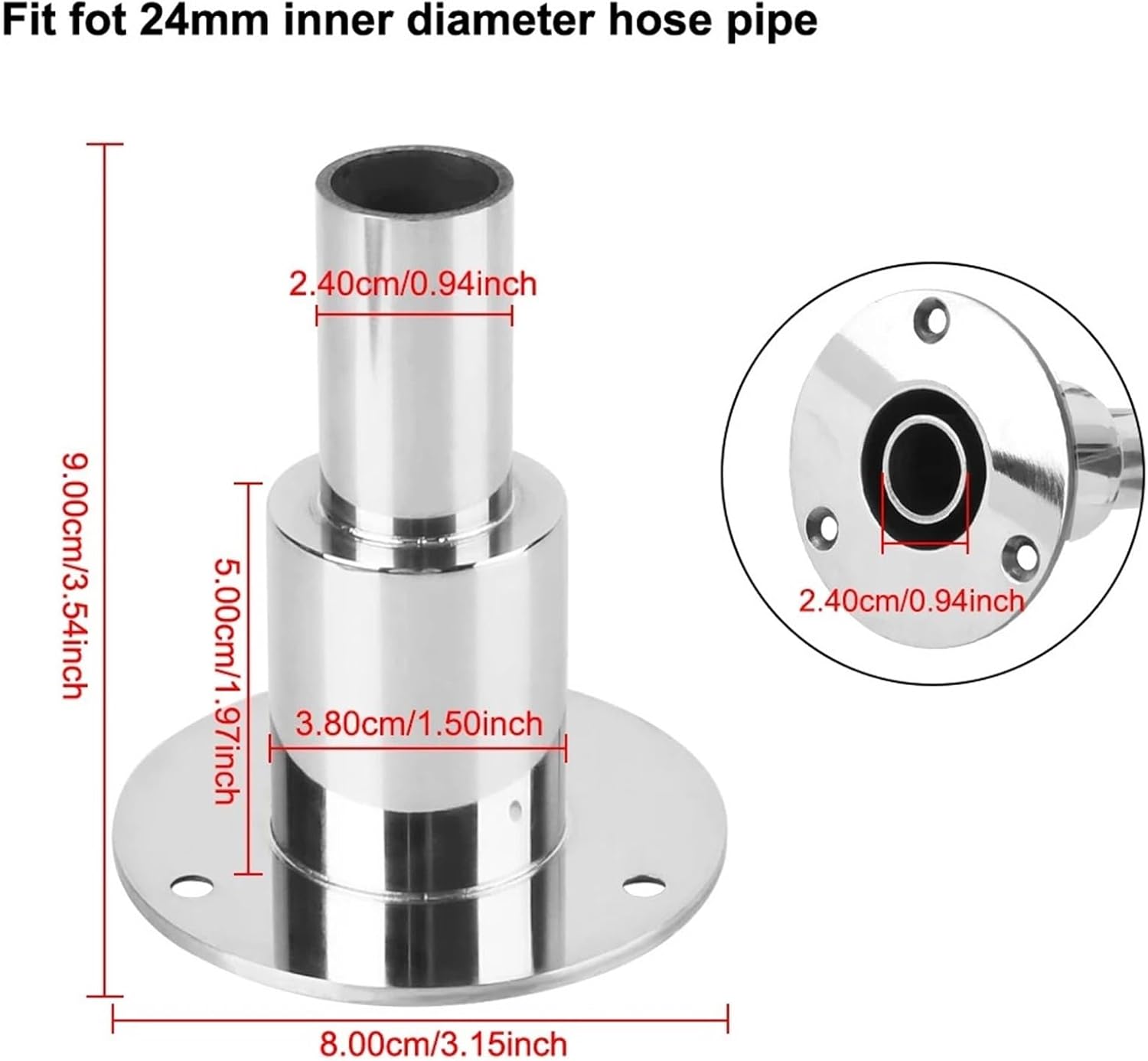 Thru Hull Fitting 2pcs Socket Hardware Part Stainless Steel Air Diesel Vent Heater Universal Thru Hull Exhaust Fitting Tube Pipe For Boats(Straight)