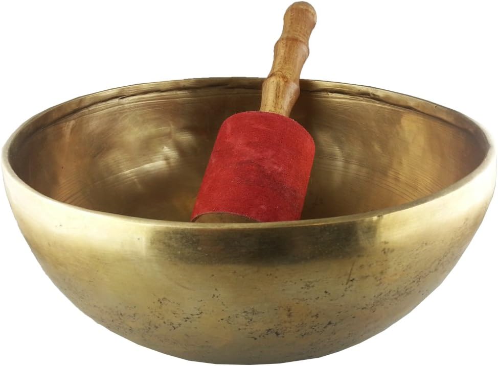 Shiva Tibetan Singing Bowl Prayer Bowls Rin Gong Suzu Gongs - 9 Inch Diameter With Leather Wrapped Beater By Shiva