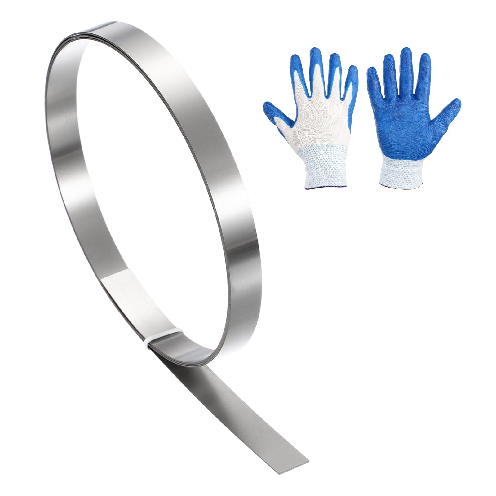 sourcing map Stainless Steel Flashing Roll, 1000mmx10mmx0.2mm Metal Roof Panels Waterproof Sheet Roll with Cut Proof Gloves for House Repair, Roof Flashing, Sealing Windows Doors โ image 1