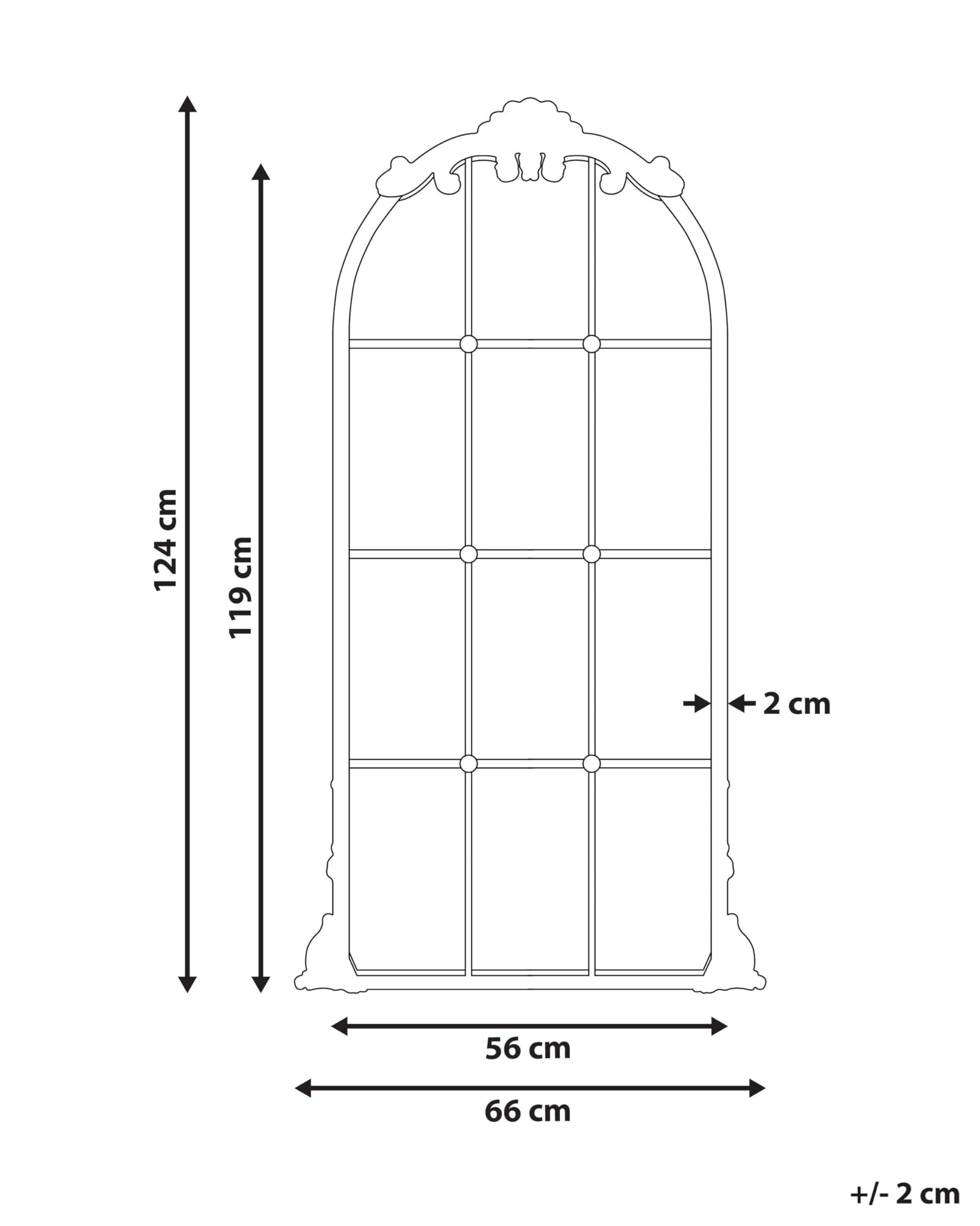 Beliani Specchio decorativo a parete stile finestra appeso 66 x 124 cm Oro