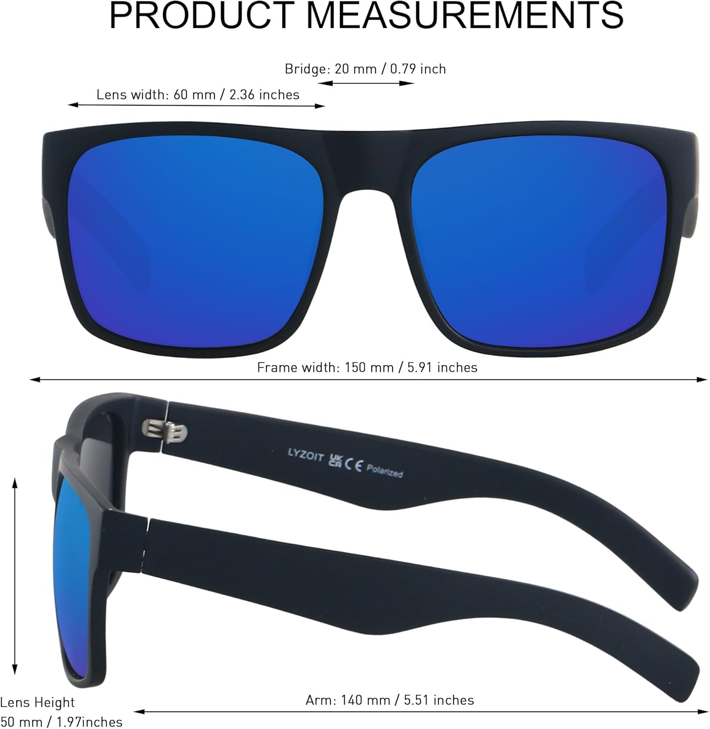 LYZOIT Extra Large Sunglasses for Big Wide Heads Mens Polarized XL Oversized Square Sun Glasses - Image 5