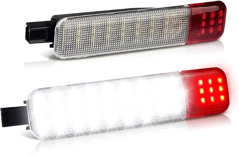 Luz LED de cortesia e advertência para porta LESAUCE vermelha e branca para Chevrolet, GMC, Cadillac e Hummer – 1 unidade