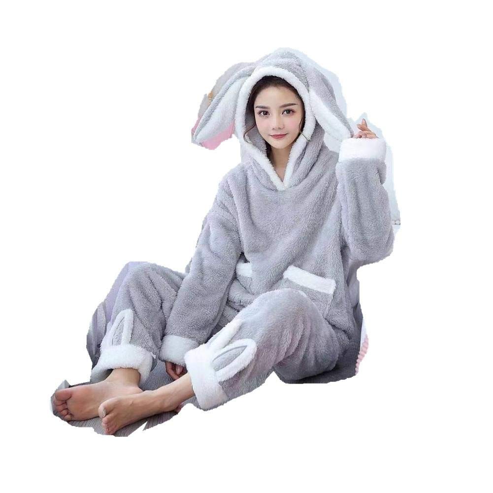 HUJINGLSHUJINGLS Winter Flannel Pajama Set Womens Fleece Pajamas Sleepwear Home Clothing Thick Warm Coral Velvet Female Nightgown Suit Pajama, M, A-9