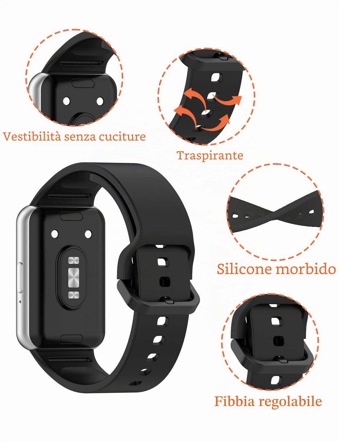 Cinturino Compatibile per Samsung Galaxy Fit 3 R390, Donna Uomo Cinturini Silicone Ricambio Regolabile Sportivo Band (nessun Tracker)