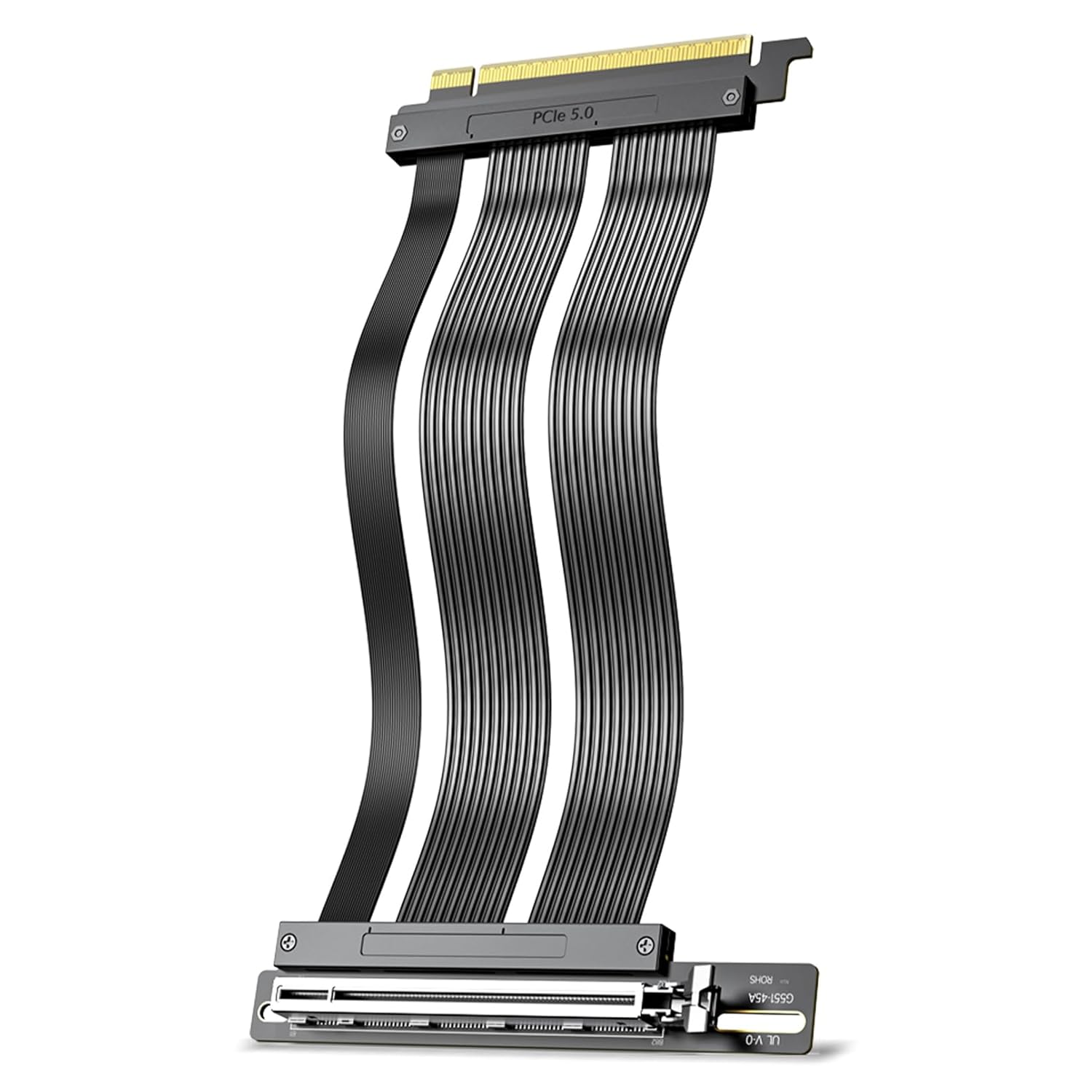 JEYI PCIe 5.0 Riser Cable, GPU Vertical Mount Extension Cable, High-Speed 64GT/s 128GB/s Bandwidth,Compatible with PCIE 4.0/3.0, for RTX5090/RX8900 GPU Graphics Card, Black (200MM/ 20cm/ 0.65ft)