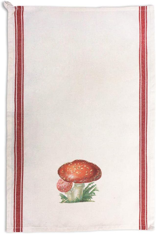 Custom Decor Kitchen Towels Mushroom Vintage Look F Food & Beverage Vegetables Food & Beverage Vegetables Cleaning Supplies Dish Towels Red Stripe Design Only