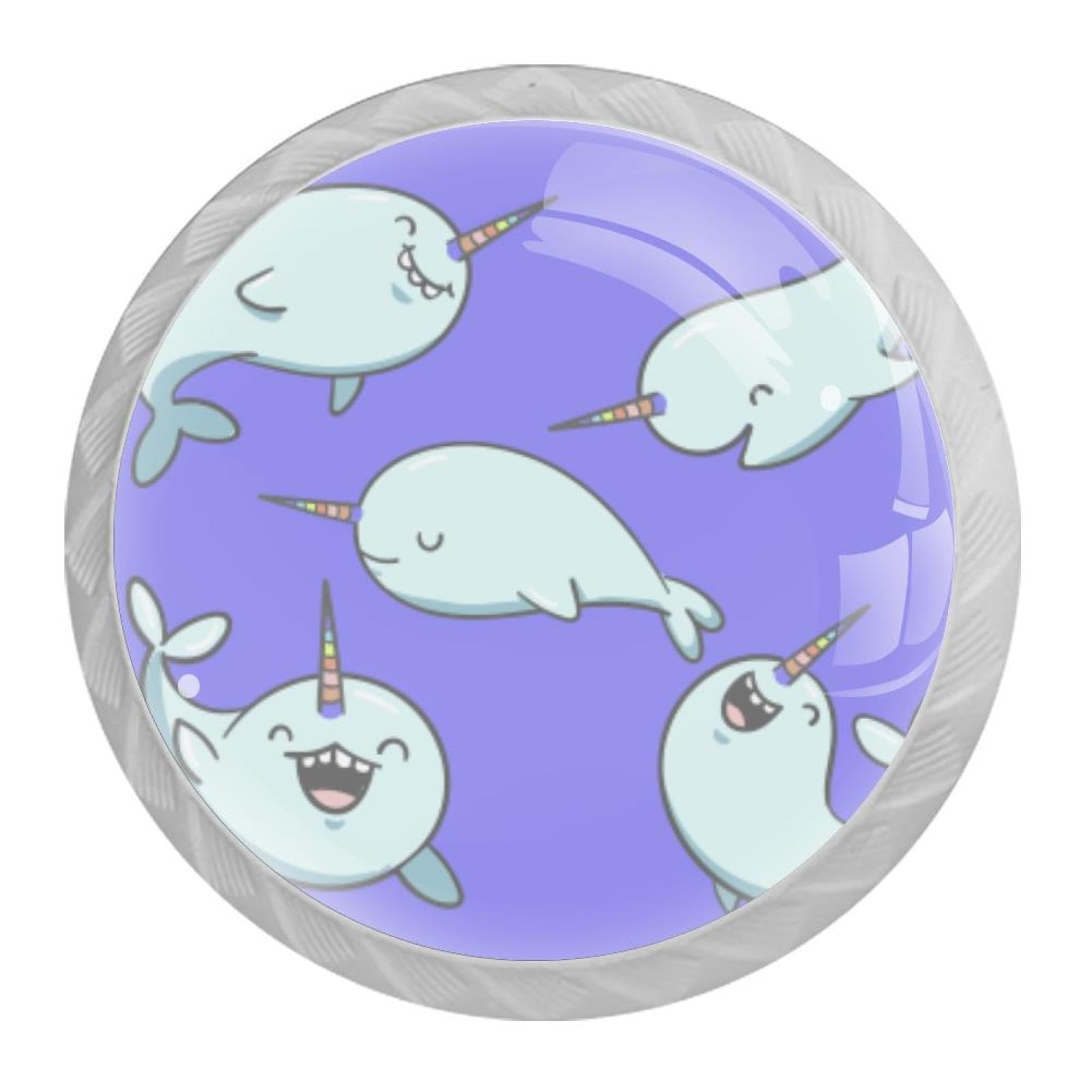 Tqmspg Multi07 4 Pieces Drawer Pulls Cute Whale Unicorn Door Knobs Dresser Handles For Kitchen Wardrobe Cupboard Hardware Furniture