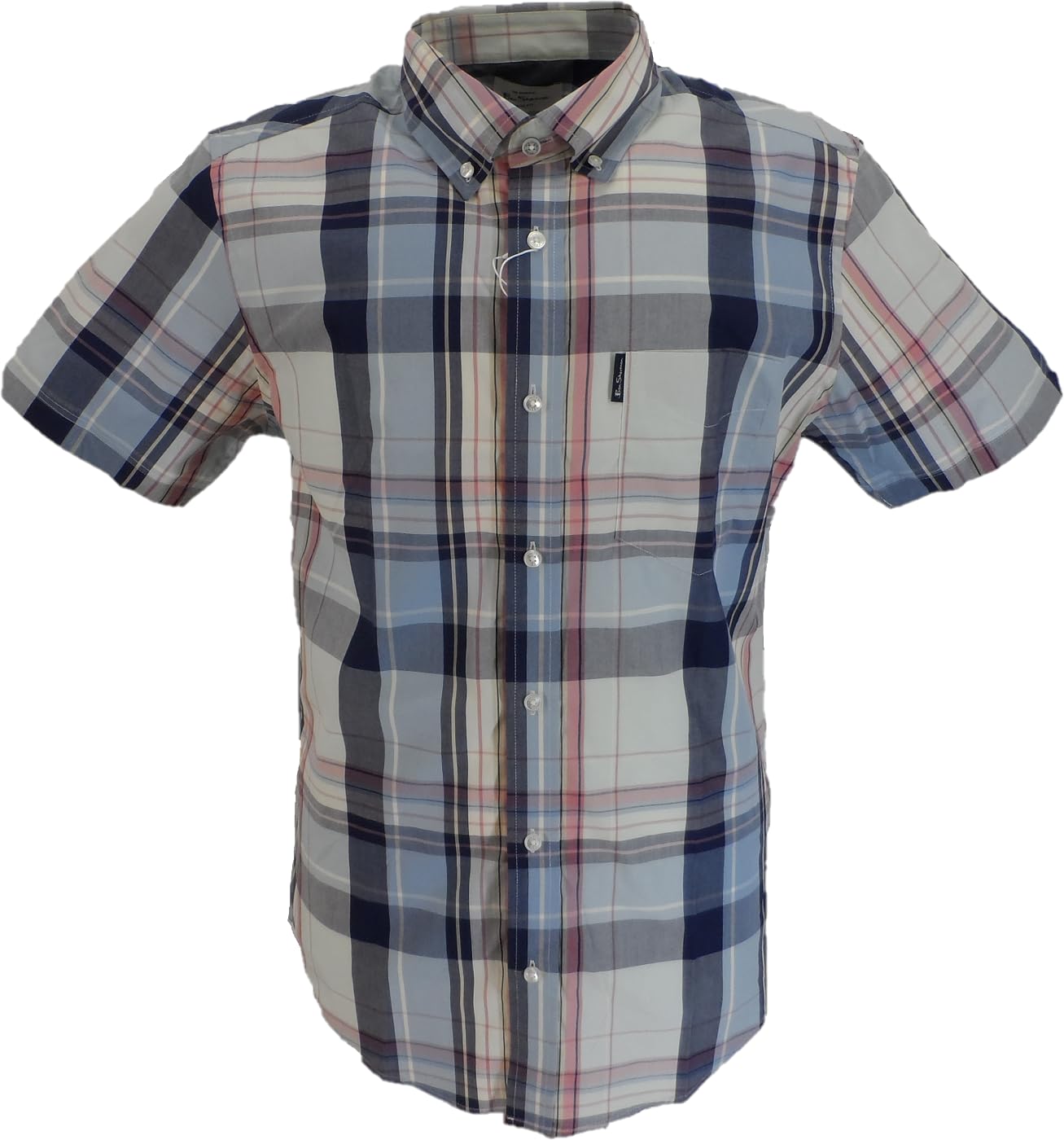 Ben Sherman Men's Blue Grey Large Oversize Check Shirt (Uk, Alpha, 4XL, Regular, )