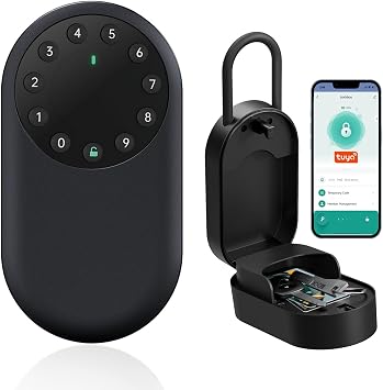 SEPOX Smart Key Lockbox, Portable & Outdoor Wall Mounted Key Safe with Bluetooth & App Control   Weatherproof Aluminum, Anti-Peep Keypad,Removable Shackle,for Airbnb,Office,Home,Garage,Guest Access