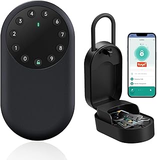 SEPOX Smart Key Lockbox, Portable & Outdoor Wall Mounted Key Safe with Bluetooth & App Control – Weatherproof Aluminum, An…