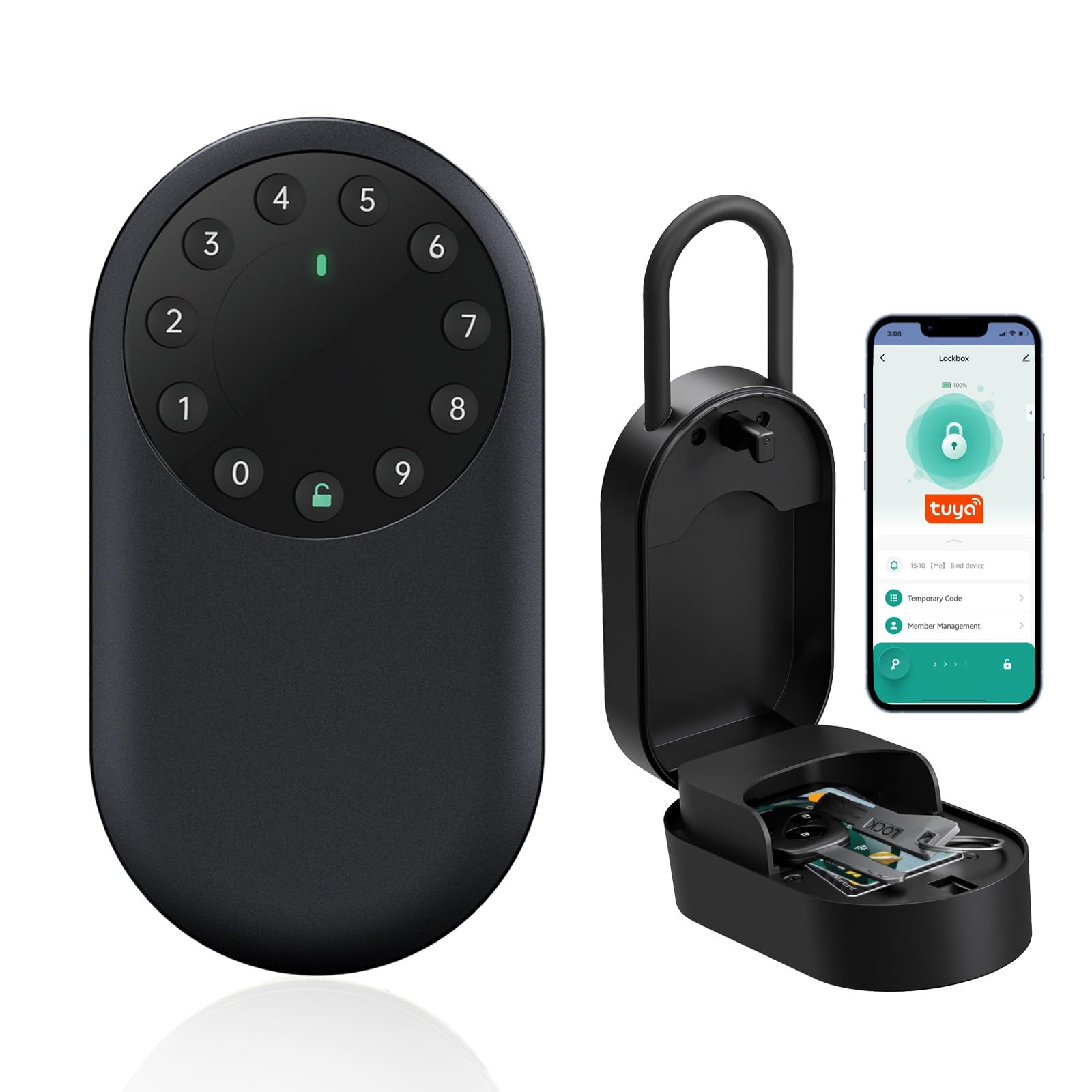 Sepox Keypad & App Control Smart Key Lockbox, Portable & Outdoor Wall Mounted Key Safe With Bluetooth & App Control – Weatherproof Aluminum, Anti-Peep Keypad,Removable Shackle,For Airbnb,Office,Home,Garage,Guest Access