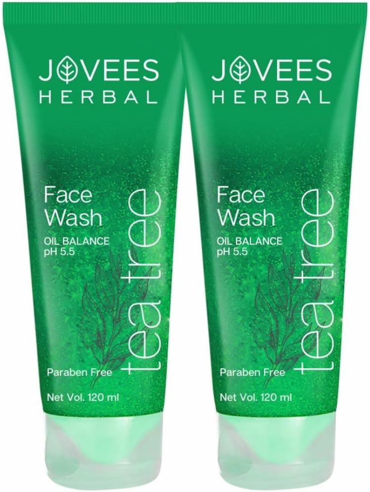 Jovees Tea Tree Oil Control Face Wash – Herbal Cleanser for Oily & Acne-Prone Skin, 120ml