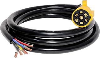 MECMO Heavy Duty 7 Way Trailer Plug Cord with Double Prongs Connector 8 Feet, Waterproof 7 Way Plug Inline Trailer Harness Cord, 7-Pin RV Blade Trailer Side Replacement Molded Cable Wire - UL Listed