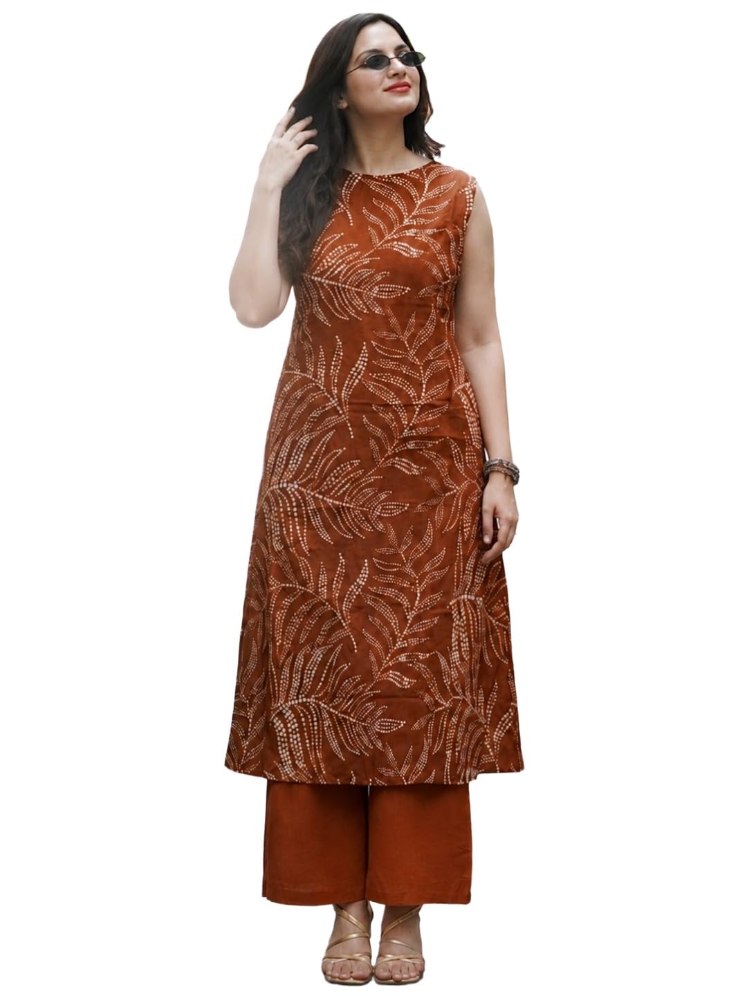 gosriki 2-Piece Co-Ord Set for Women Viscose Printed | Kurta Palazzo Set for Woman | Straight Sleeveless Round Neck Stylish Ethnic Outfit Trendy Womens Clothing-picture-25