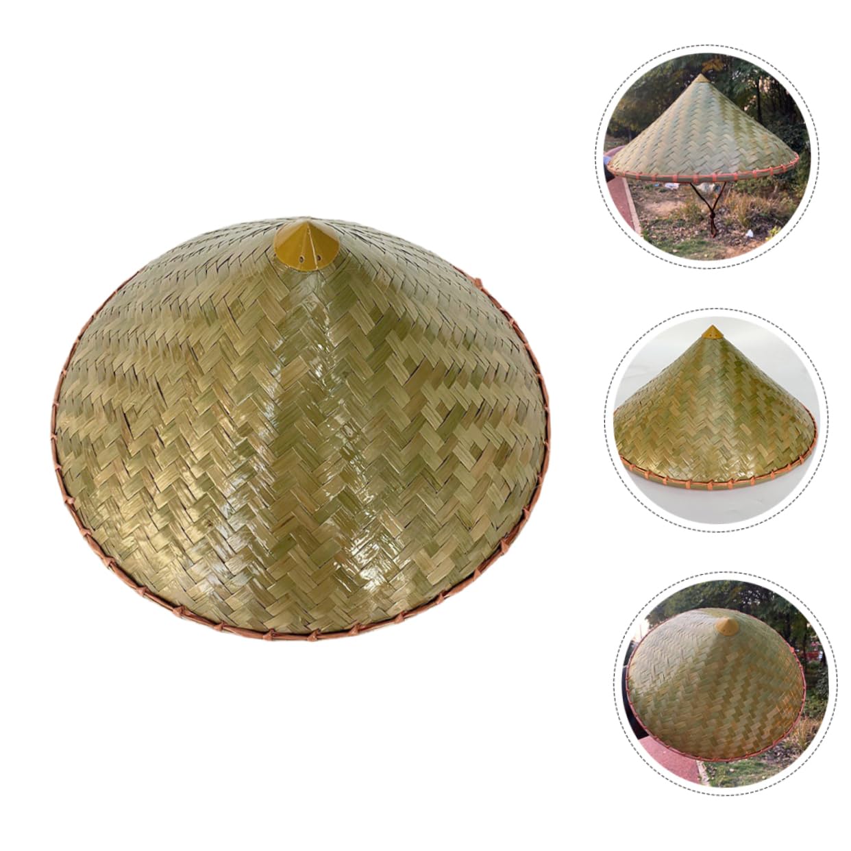 Cabilock Sombrero Cónico de Bambú para Adultos, Ligero y Transpirable, Adecuado Vida Diaria y Fiestas, Diseño Tradicional Japonés Resistente y Elegante