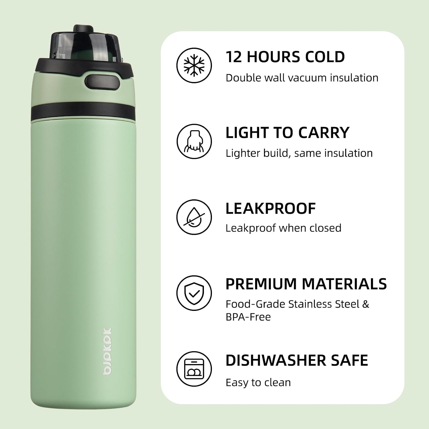 Bjpkpk 25oz Insulated Water Bottle Straw