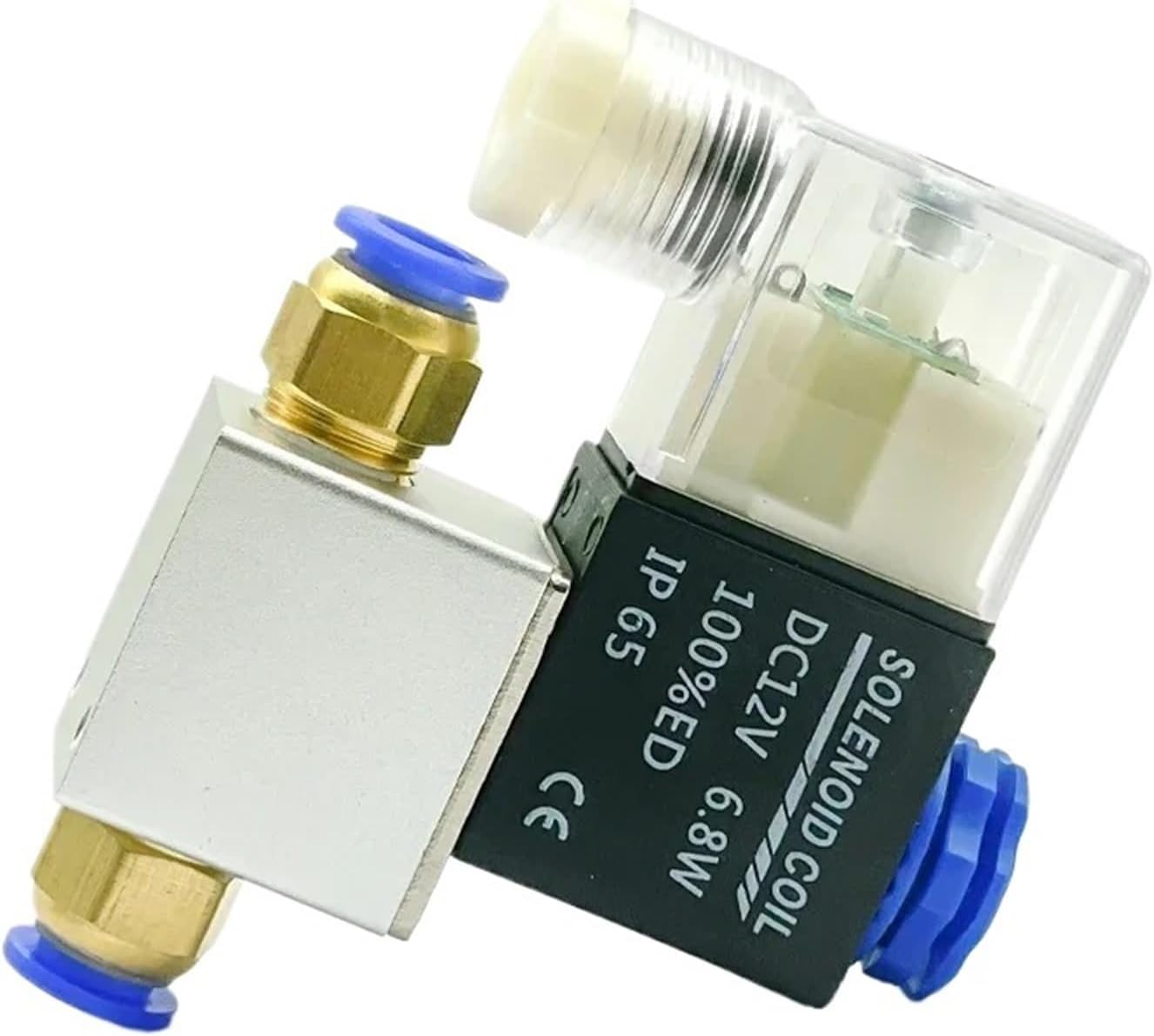 2V025-06/08 DC12V DC24V Ac220v AC110V AC24V Air Two-Position Two-Way Electromagnetic Valves Pneumatic Solenoid Valve(2V025-06 DC12V,With 4mm fittings)