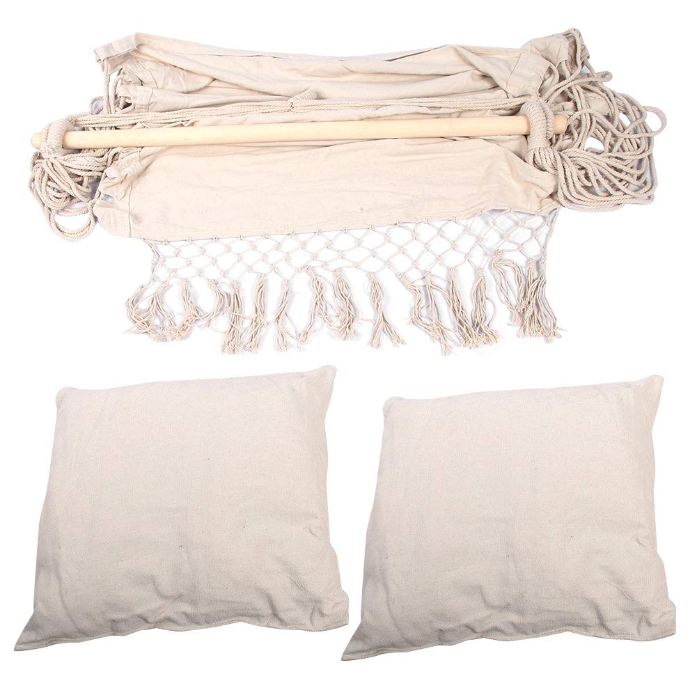 Chaise de hamac avec deux coussins, chaise suspendue corde de coton, fil de coton, chaise pour tissage, hamac à chaise, chaise à bascule suspendue, extérieur de jardin et intérieur maison