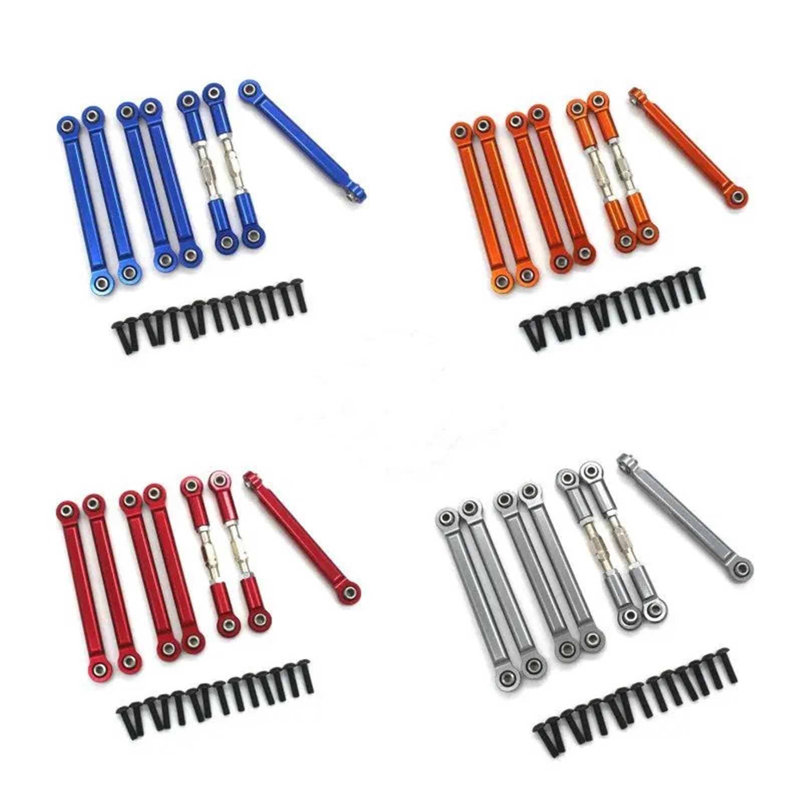 RC Upgrade Accessories for Wltoys for ZD for Racing DBX-10 1/10 Remote Control Vehicle Metal Accessories 7 Pull Rods(Orange)