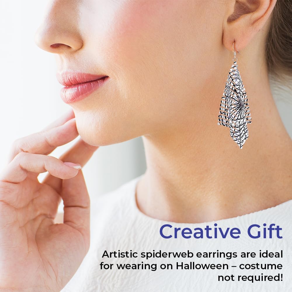 Spiderweb Mesh Earrings, Halloween Metallic Silver Drop Earrings, Jewelry for Women