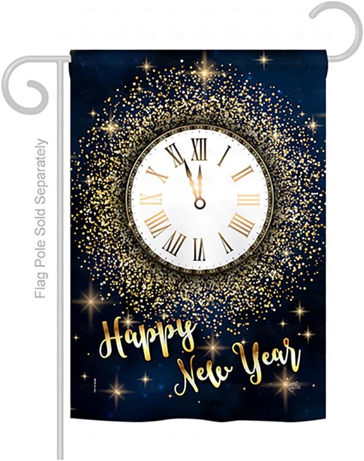 Countdown New Year Garden House Flags Set Clock Champagne Party Fireworks Celebrate Small Decorative Gift Yard Banner Made In USA 28 X 40