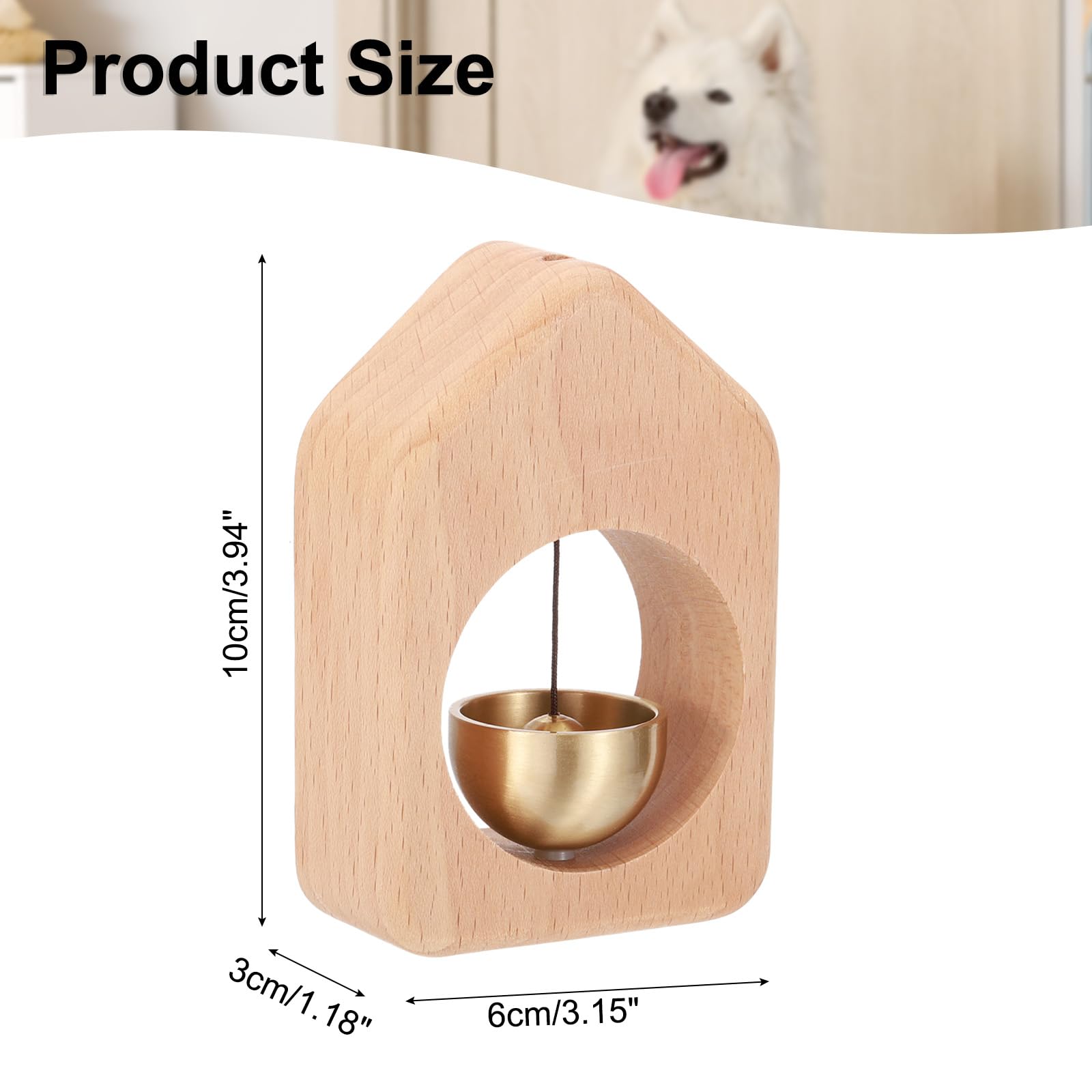 PATIKIL Magnetic Shopkeepers Bell for Door Opening Woodybeing Door Chime for Business Office Ornaments Hanging Decoration Entrance Fridge Sticker Beech (House) - Image 2