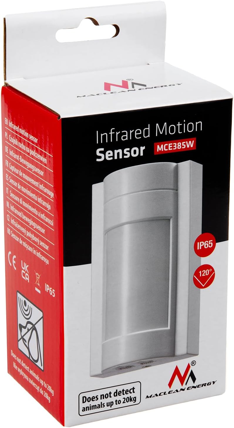 Maclean MCE385 PIR Motion Detector in its retail packaging