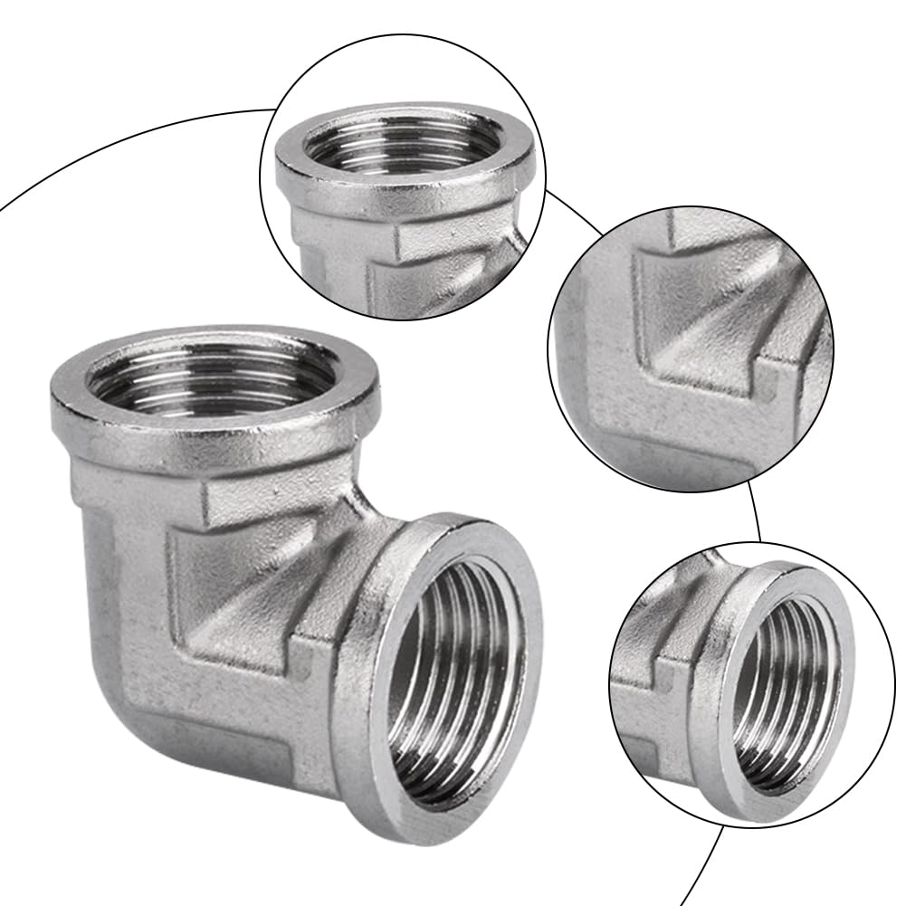 Produktbild von 2 Stück 3/4 Zoll Edelstahl-Winkelbogen 90° – Innengewinde IG/IG – DN20 Rohrverbindungsstück – Ideal Für Trinkwasserinstallationen & Sanitär