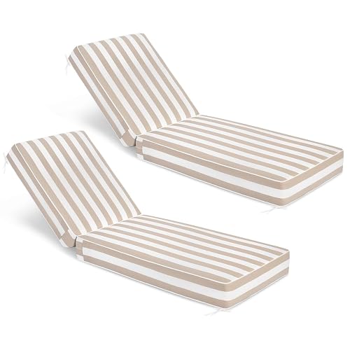 Sundale Outdoor Olefin Chaise Lounge Cushion Set of 2, Water-Resistant