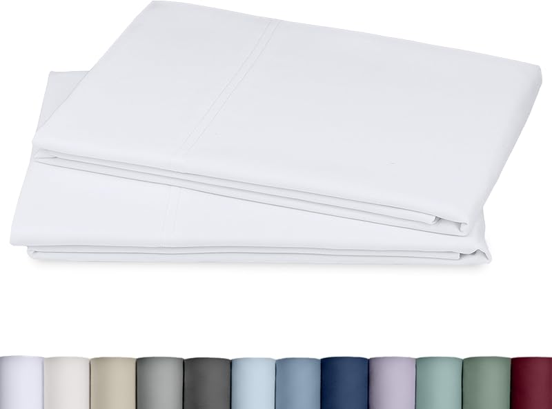 California Design Den 800 Thread Count 2-Pack Pillowcases King | Soft & Thick 100% Cotton Sateen Backed by Good Housekeeping Seal, Classic Side Opening 4" Hem, Fits King Pillows - White