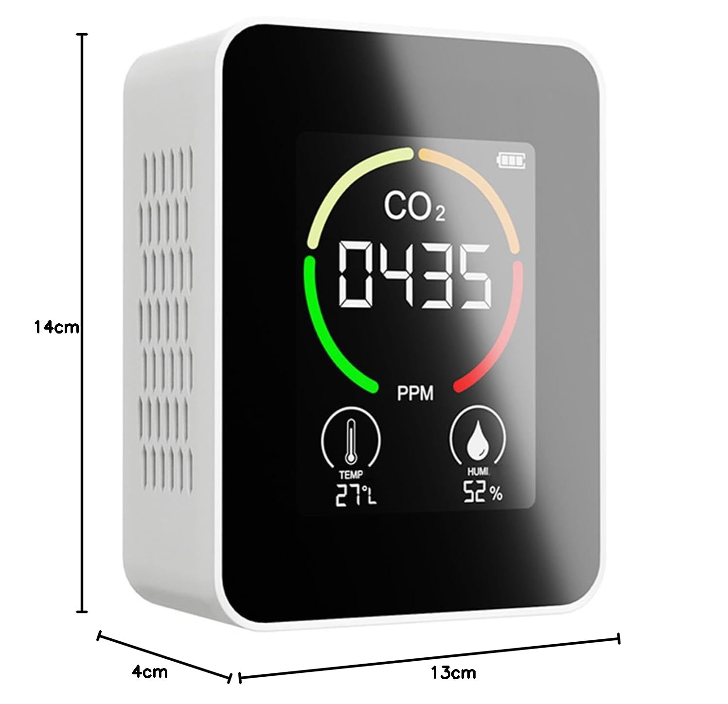 Monitor della qualità dell'aria, rilevatore di radon grande schermo LCD con di codifica a colori intuitivo monitor della qualità dell'aria in ambienti chiusi per serre,
