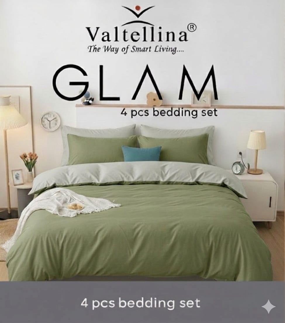 Glam Luxury 4 PCS Bedding Set | Print Quilted King Size Comforter, Flat Bedsheet & 2 Pillowcases | Premium Soft Microfiber (Green)-image-36