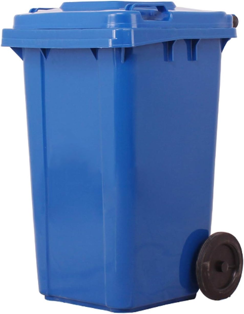 Dustbin 26.4 Gallon Outdoor Trash Can with Lid Large Capacity Plastic Commercial Garbage Can Long Cylindrical Outdoor Sorting Trash Can 4 Colors Trash Can (Color : Blue Size : 100L) (Brown 100L)