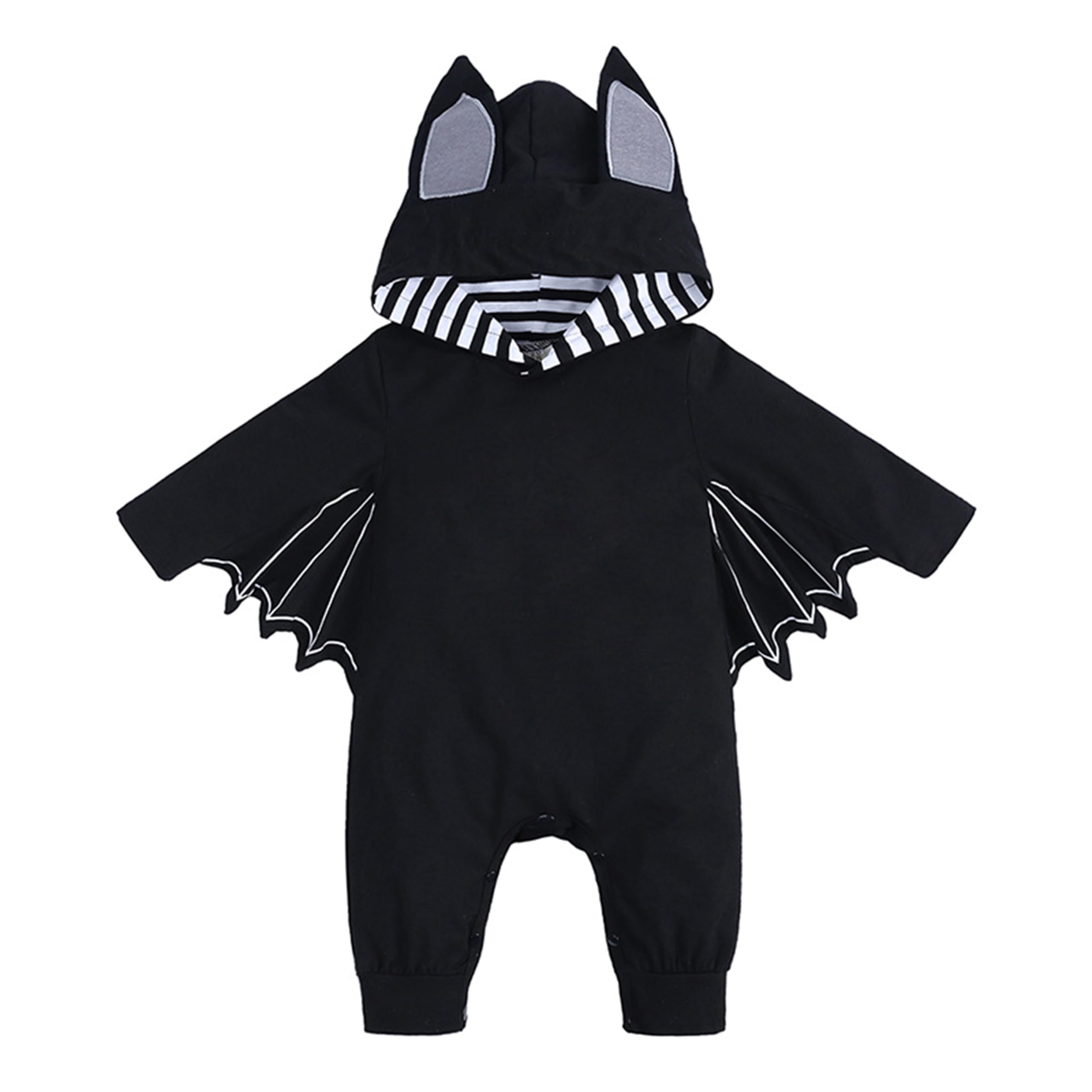 LIKPOJA Newborn Baby Boy Girl My 1st Halloween Bat with the Skeleton Outfits Unisex Baby One-piece Skull Bat Romper with Hat for 0-24 Months Infant(Bat Romper K,9-12 Months)