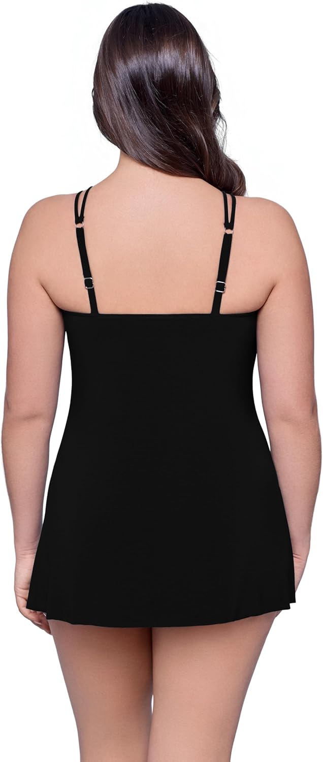 Aqua Green Womens Keyhole Neckline Adjustable Coverage Slimming Swimdress - Image 4