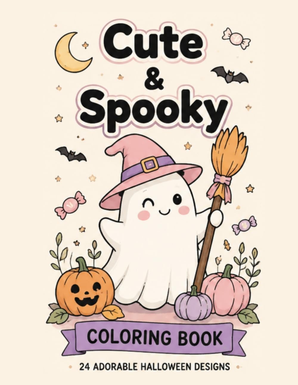 Cute & Spooky Coloring Book: 24 Adorable Halloween Designs