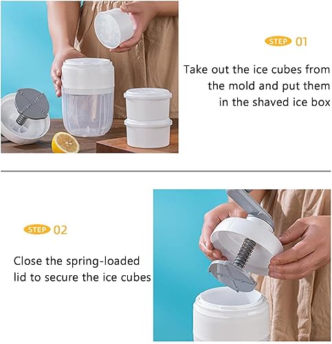 Miniatura 5 de Trituradora de hielo manual de 33.8 fl oz - Máquina de afeitar de hielo desmontable reutilizable para cócteles de manivela con molde de cubitos de