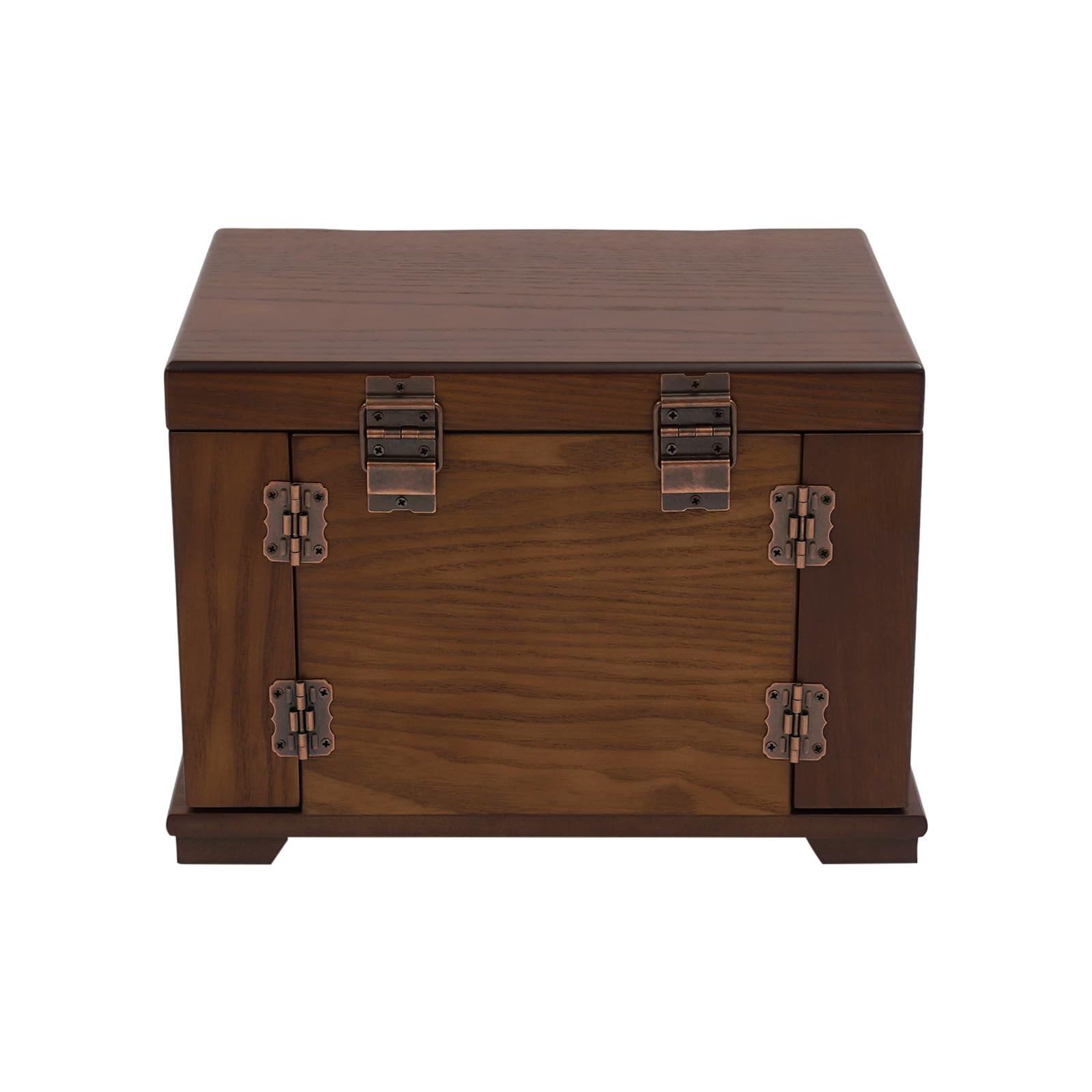 Organizer na biżuterię w stylu vintage, aksamitna szkatułka na biżuterię z drewna, z 4 szufladami i wysuwanymi szufladami, pudełko na biżuterię z lustrem i zamkiem na pierścionki, naszyjniki