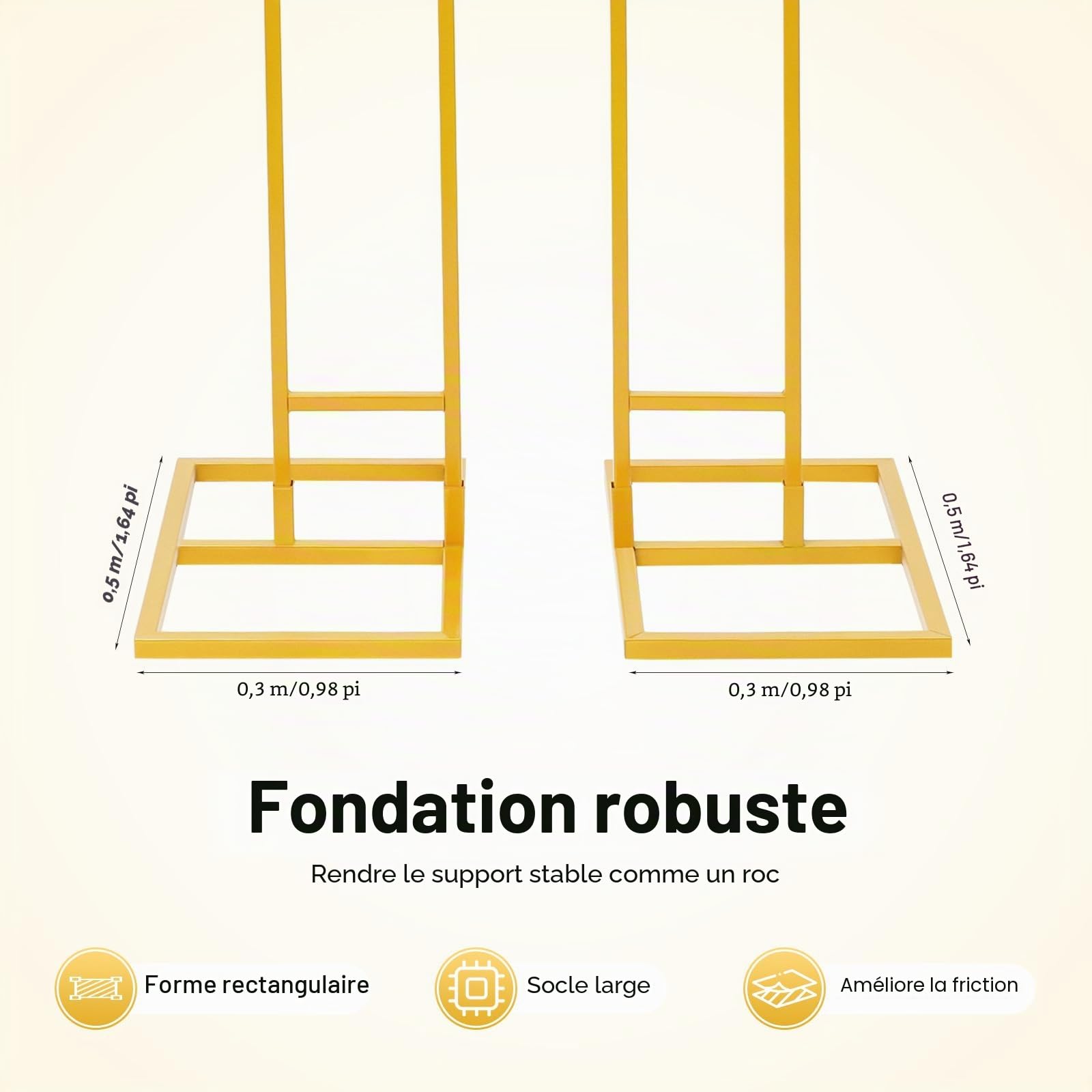 Lot de 2 supports de fond incurvés pour arche de mariage - En métal - Pour cérémonie de mariage, cérémonie et fête - Doré - 1,9 m + 2,1 m