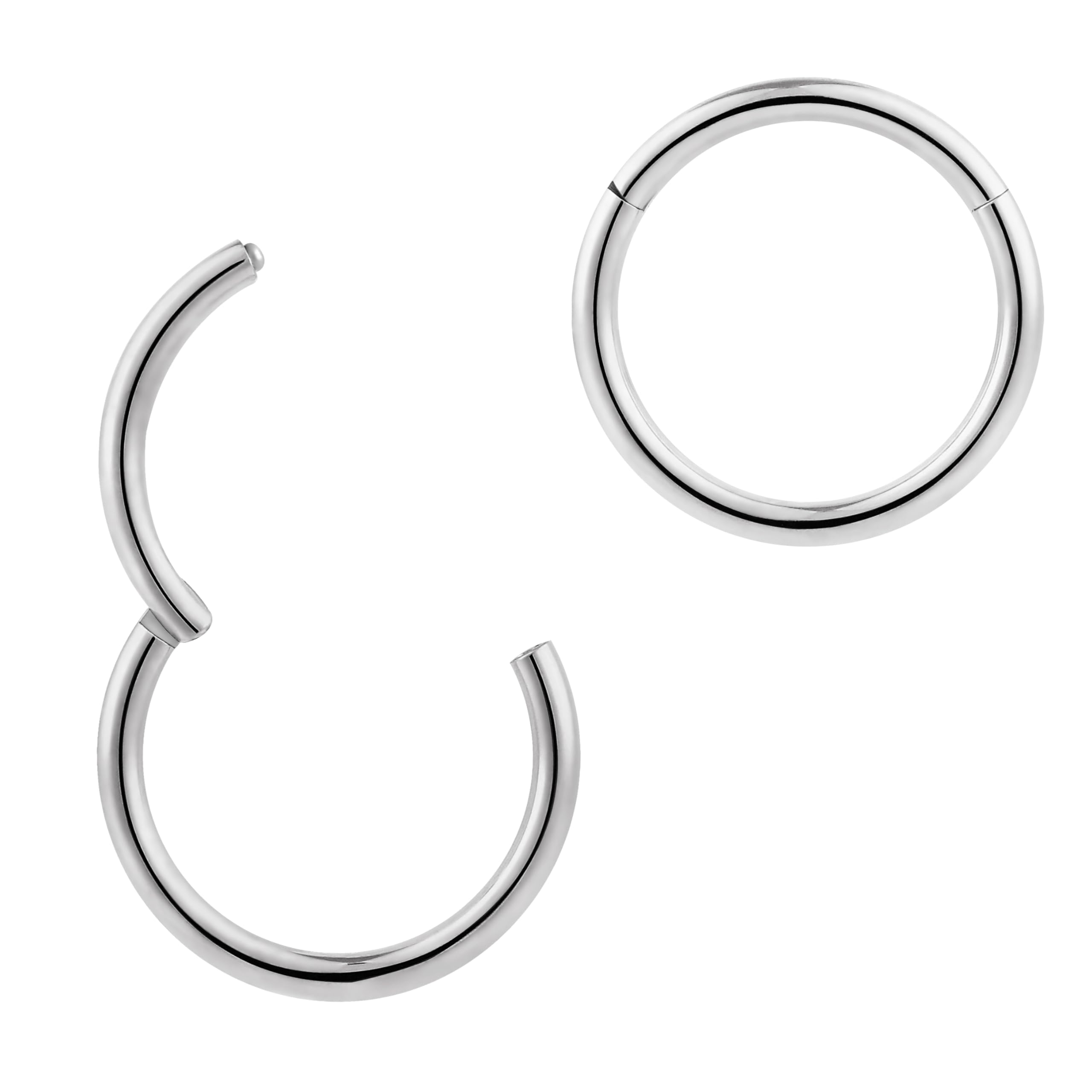 365 SLEEPERS 1pc Titanium Implant Grade Nose Rings 20G 18G 16G 14G 12G 10G 8G 6G Septum Hinged Segment Ring Body Piercing Jewellery Hoop Lip Rings Helix Cartilage Rook Earrings Nickel Free