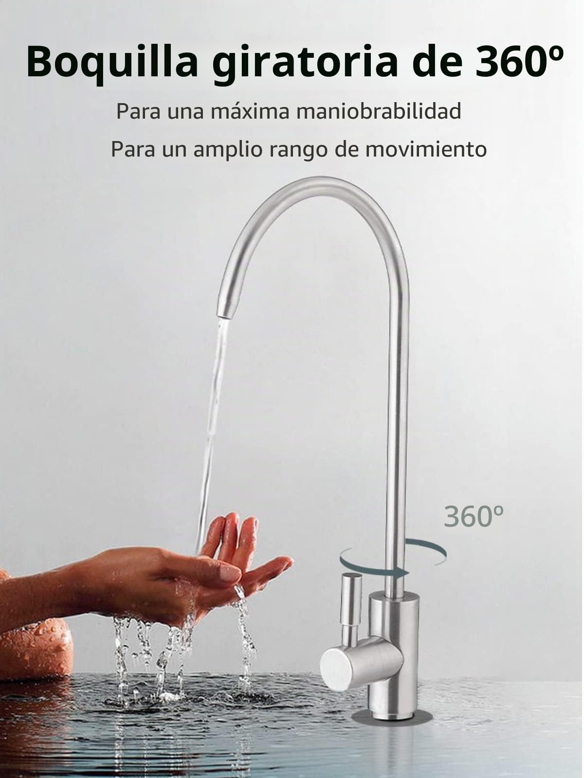 Grifo de Agua Potable, Fácil de Instalar Grifo de Agua de Cocina con Filtro RO, Grifos de Ósmosis Inversa Sin Plomo para Fregadero de Barra de Cocina, Acero Inoxidable SUS304 con Acabado de Níquel